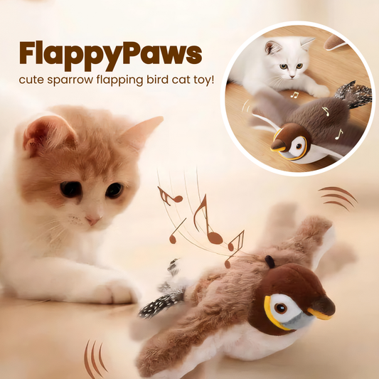 FlappyPaws - Cute Sparrow Flapping Bird Cat Toy