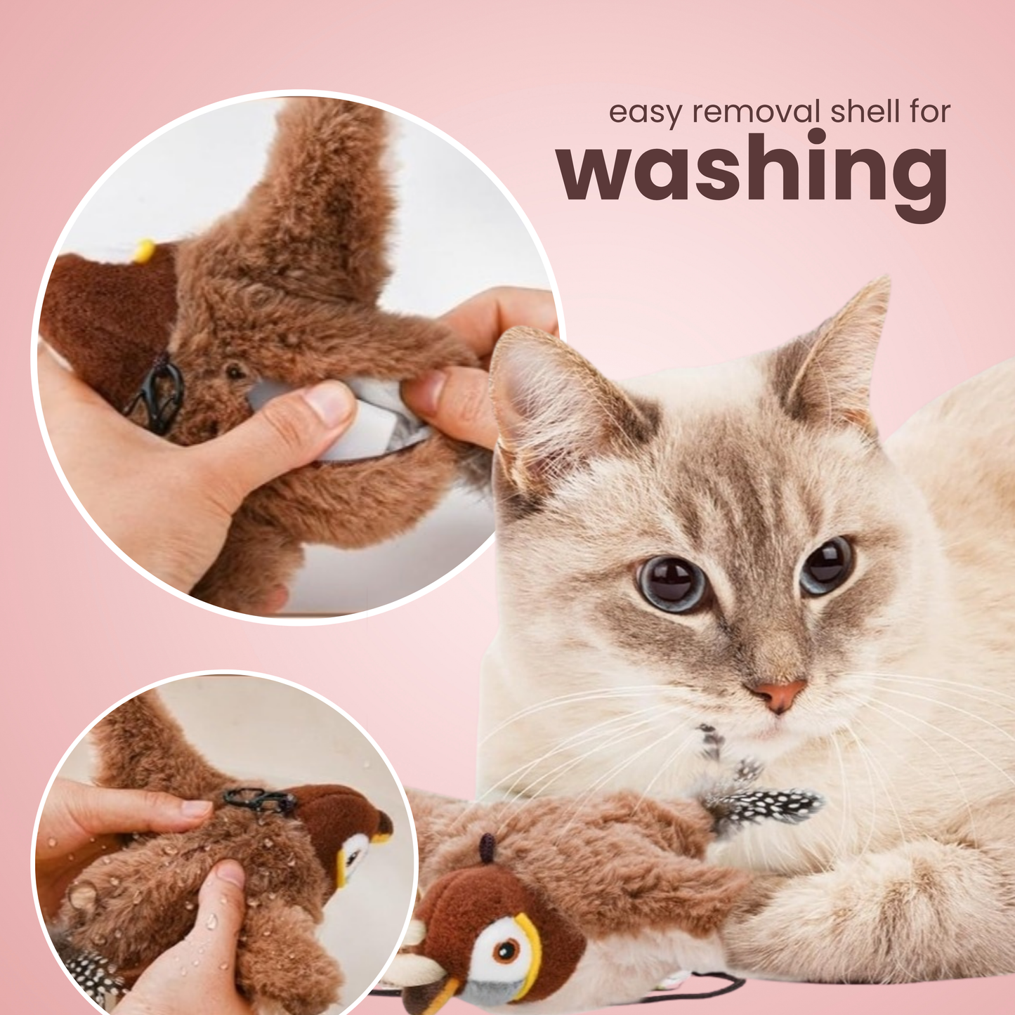FlappyPaws - Cute Sparrow Flapping Bird Cat Toy