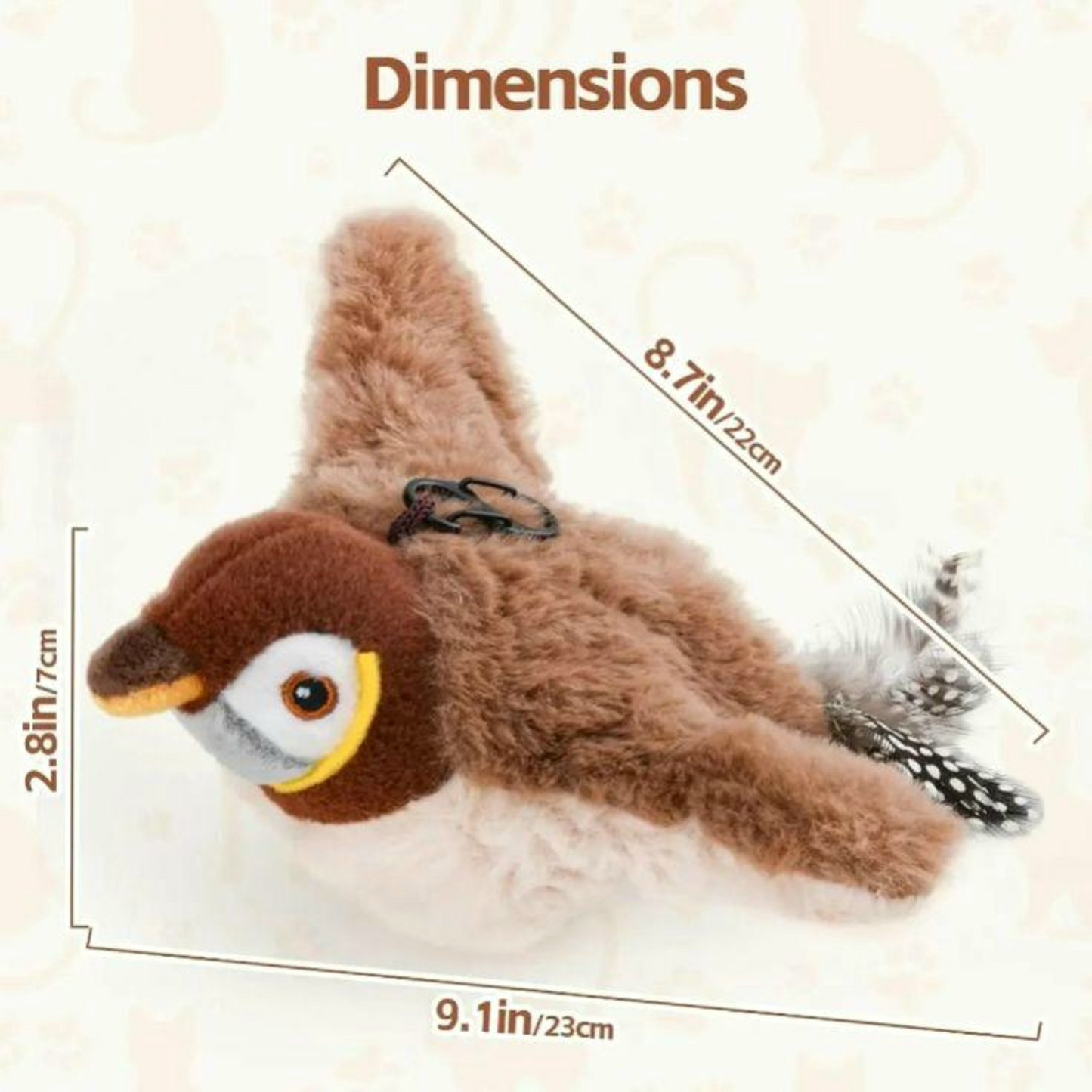 FlappyPaws - Cute Sparrow Flapping Bird Cat Toy
